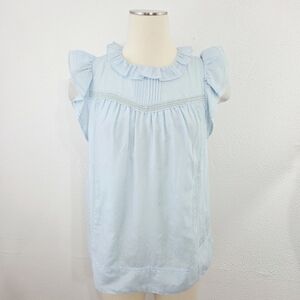 J. Crew Flutter-sleeve top in cotton-silk voile Pastel Light Blue Ruffled Small